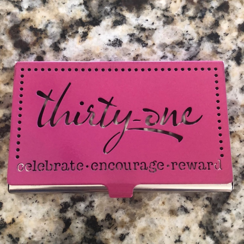 Thirty-One Pink Business Card Holder
